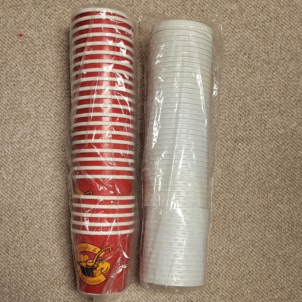 Fast & delicious new soup cups w/ lids 16 oz lot of 25 new use w/ ice cream etc
